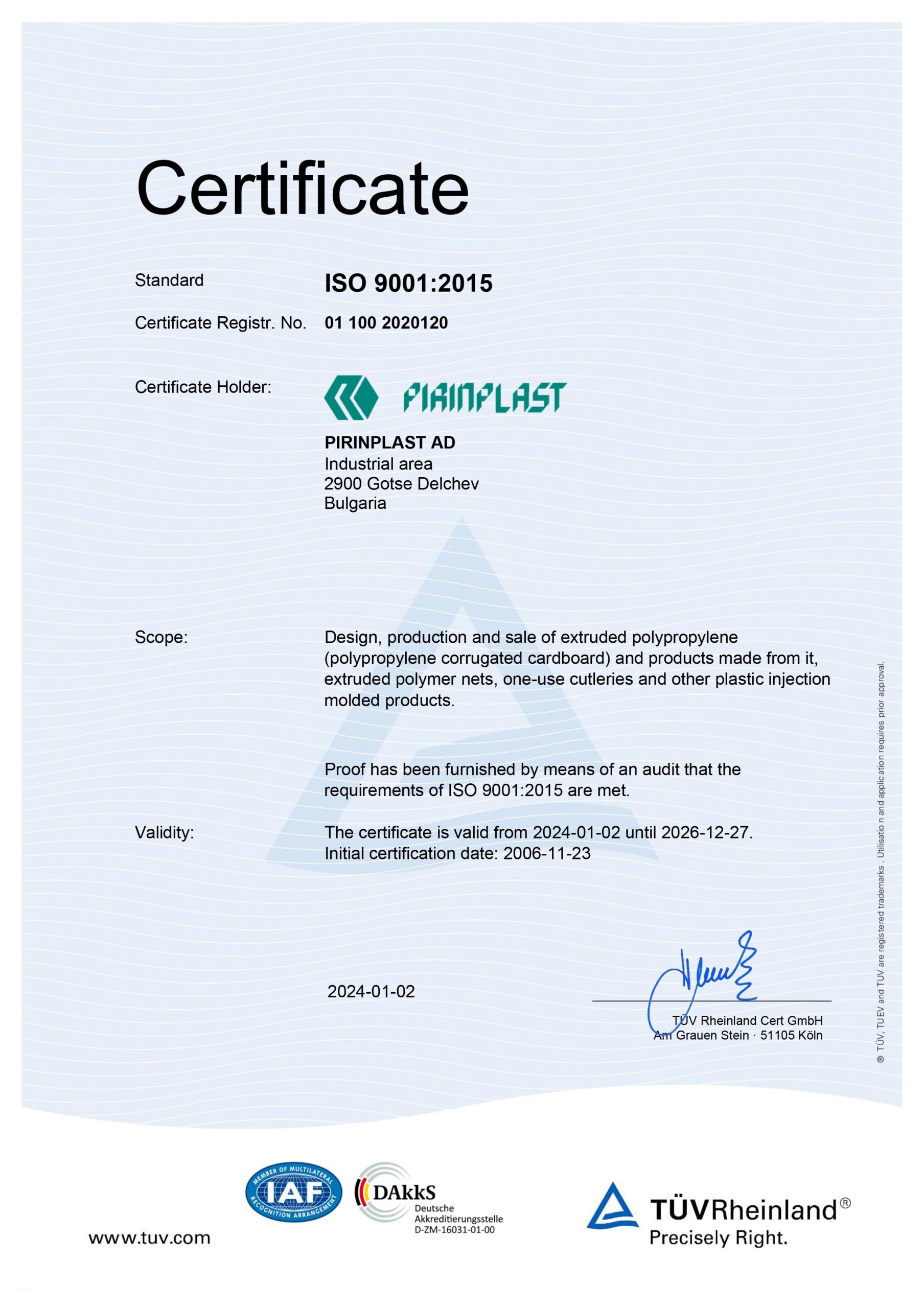 Certificato 9001-2015_Pirinplast_EN